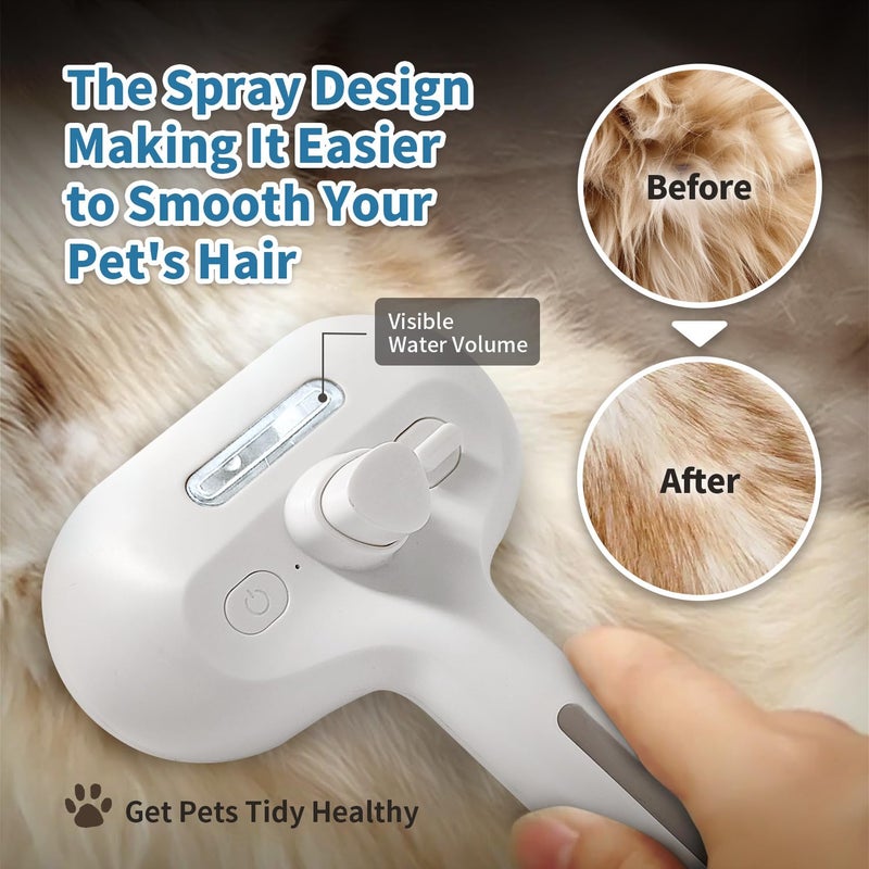 HeroKitty Dog Brush for Shedding, 3 in 1 Self Cleaning Steam Dog Brush - Anti-Static,Cat Steam Brush Removal Comb with Release Button, Grooming Tool for Long and Short Hair Pets, White - Image 3